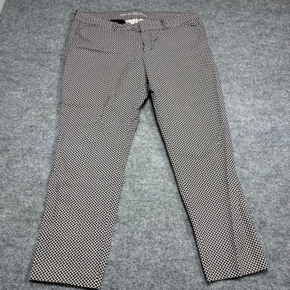 GAP Khakis Slim City Pants Womens 12R Black White Geo Print Cropped Career